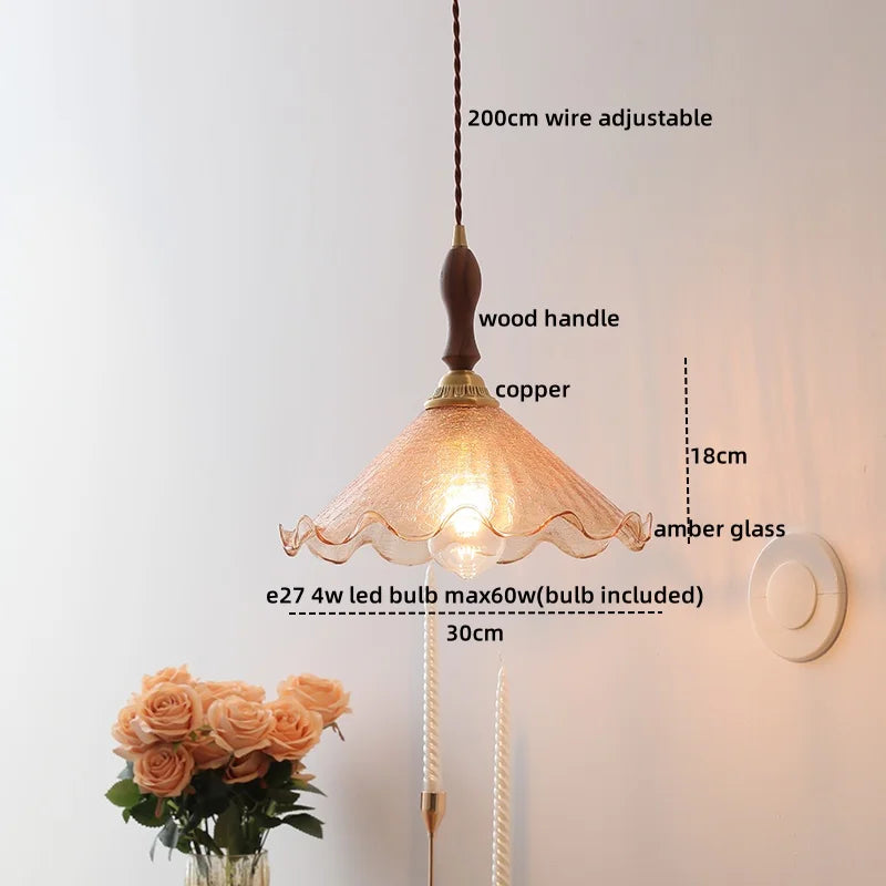 Axyaa Fabric Copper LED Pendant Lights, E14 Nordic Hanging Lamp for Home Decor
