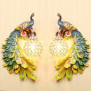 Axyaa Resin Art Peacock Wall Lamp: Retro Aesthetic European Style for Bedrooms and Corridors