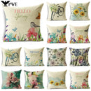 Axyaa Spring Floral Oil Painting Pillowcase for Home and Car Decor