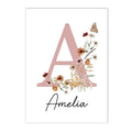 Personalized Wildflower Poster Custom Name Canvas Painting by Axyaa - Baby Kids Living Room Wall Art