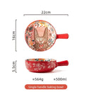 Axyaa Forest Animals Ceramic Bakeware with Handle Baking Pan Kitchen Tableware Salad Bowl