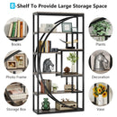 Axyaa Industrial 5-Tier Bookcase, 70.8" Tall Etagere with 8 Open Vintage Grey Shelves