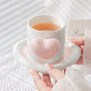 Axyaa Heart Coffee Cup & Saucer Set, Couple Mug, Camellia Tea, Breakfast Exquisite Gift