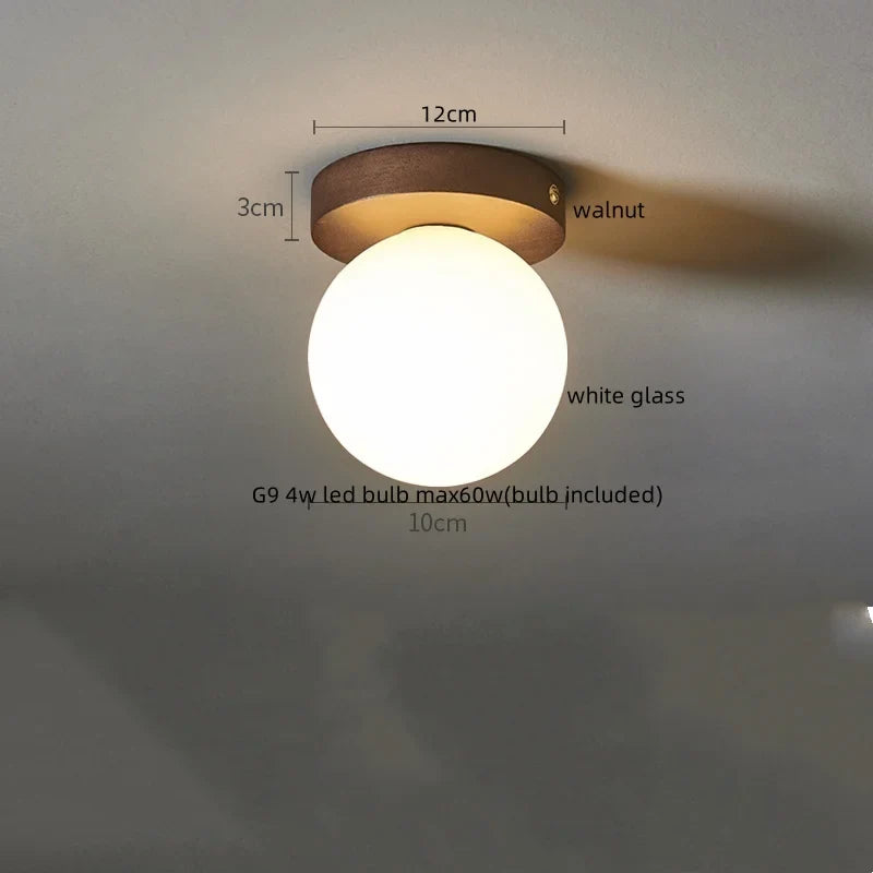 Axyaa Walnut Glass LED Ceiling Light Modern Art Decoration Fixture