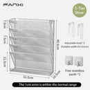 Axyaa 5-Level Vertical File Rack - Silver Mesh Design for Office Storage