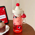 Axyaa Cartoon Straw Water Bottle, Tea Water Separation, 650ML, Cute Design, Juice Cup