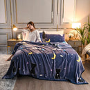 Axyaa Leaf Print Flannel Blanket: Soft Plush Bedspread for Sofa & Bed