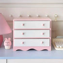 Axyaa Pink Wood 3 Drawer Makeup Organizer for Cute Bedroom Decor