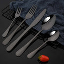 Axyaa Stainless Steel Cutlery Set - 30 Pieces, Black Dinnerware Flatware Set