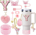 Axyaa 9-Piece Accessory Set for Stanley Cup: Butterfly Straw, Cover, Cap, Boot, Charm, Initials