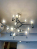 Axyaa Modern Metal Pendant Chandelier for Luxury Foyer, Stairs, and Indoor Lighting