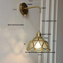 Axyaa Amber Glass LED Wall Sconce, Modern Nordic Style Plug-In Bedside Light
