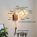 Axyaa Cube Glass LED Wall Lights - Walnut Wood Finish