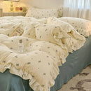 Axyaa Princess Style Ruffle Lace Bow Bedding Set - 4pcs