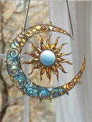 Axyaa Boho Acrylic Moon Sun Hanging Ornament Leaves Vines Solar Lunar Suncatcher