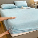 Axyaa Velvet Fitted Sheet & Pillowcase Set | Non-Slip Soft Mattress Cover