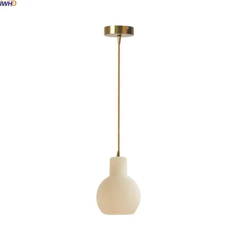 Axyaa White Marble LED Pendant Light: Modern Japanese Style for Bathroom, Restaurant, Hotel Room