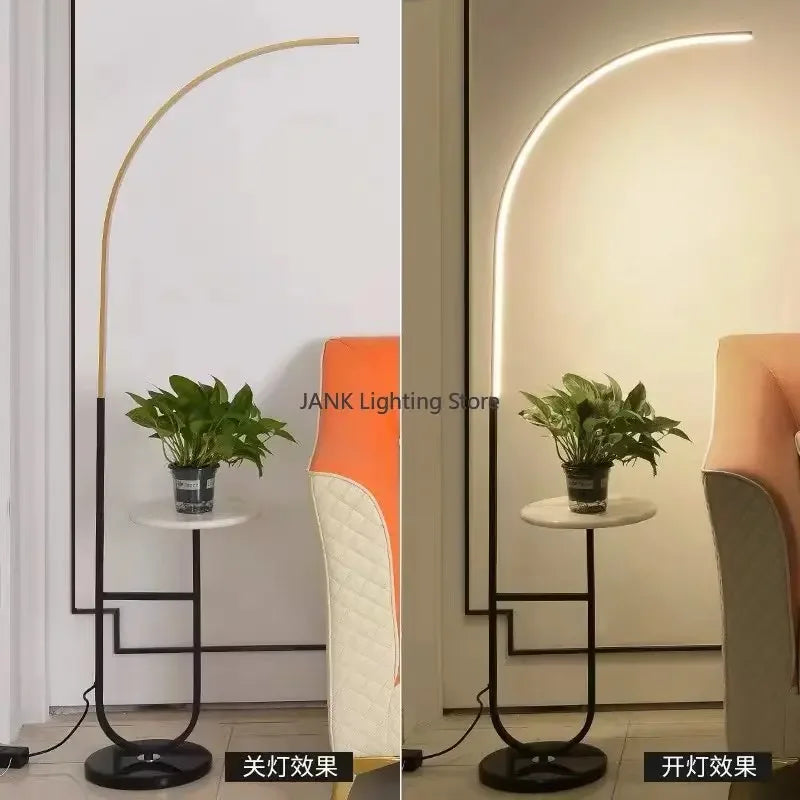 Axyaa Double Marble Tray Floor Lamp Eye-Protection Corner Standing LED Reading Light