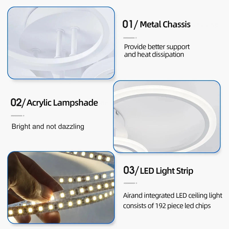Axyaa Acrylic Circle LED Chandelier Ceiling Light Fixture for Interior Dining Table
