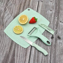 Axyaa Stainless Steel Cutter Set with Wheat Straw Board - Kitchen Tools