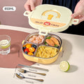 Axyaa 304 Stainless Steel Divided Lunch Box with Cutlery & Leakproof Design
