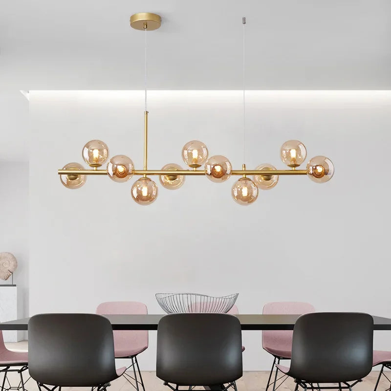 Axyaa Gold Glass Ball LED Pendant Light for Kitchen Living Room