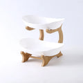 Axyaa 2/3 Layer Wooden Dinnerware Set - Partitioned Fruit Bowl, Candy Trays, Salad Bowl