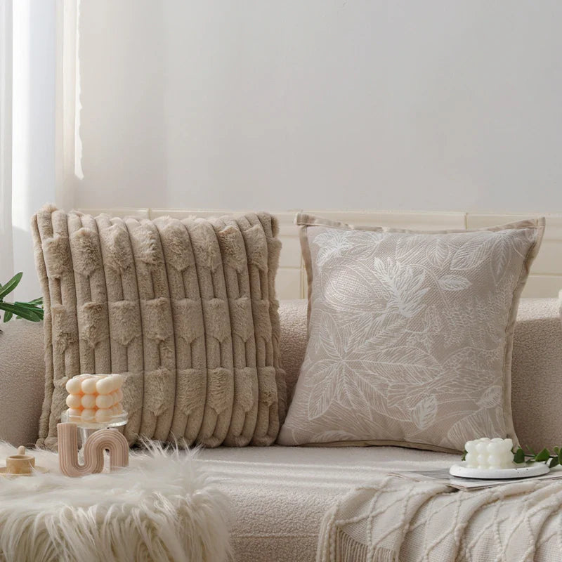 Nordic Style Plush Cushion Cover Set by Axyaa