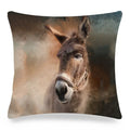 Axyaa Donkey Print Cushion Cover 45x45cm Cute Animals Linen Pillowcase for Home Decor