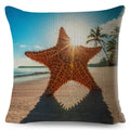 Axyaa Starfish Print Linen Pillowcase for Home & Car Decor