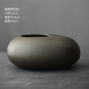 Axyaa Black Terracotta Abstract Vase Coarse Pottery Retro Glazed Flower Arranger