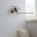 Axyaa Walnut Wood LED Wall Light Sconce with Pull Chain Switch Glass Bedside Lamp