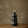 Axyaa Ceramic Face Vase Black White Grooves for Flower Arrangement Terrarium Decor