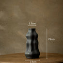 Axyaa Ceramic Face Vase Black White Grooves for Flower Arrangement Terrarium Decor