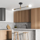 Axyaa Modern Black/Gold LED Chandelier Ceiling Lamp for Living Room & Bar
