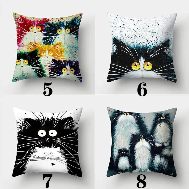 Watercolor Cat Pillowcase by Axyaa - 45cmX45cm Square Sofa Pillow - Loving Cat Design