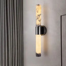 Axyaa Marble LED Wall Light Dimmable Stone Sconce in Black Metal