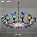 Axyaa Butterfly Design Stained Glass Chandelier - Colorful Lighting for Home and Business