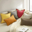 Axyaa Farmhouse Christmas Cotton Linen Pillow Cover Set in Grey Red