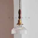 Axyaa Nordic Glass Copper Pendant Lamp with Walnut Wood Finish