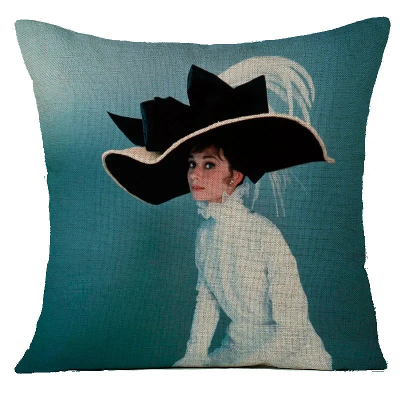 Audrey Hepburn Plush Cushion Cover by Axyaa - Home Decor Sofa Pillow Cover