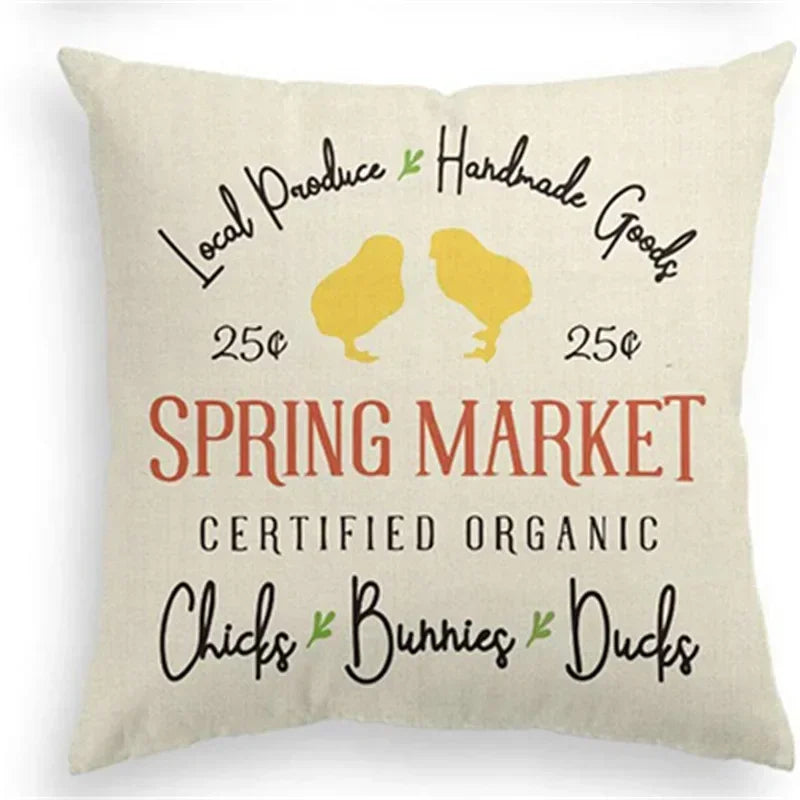 Easter Rabbit Eggs Design Linen Pillowcase - Axyaa Brings Spring Joy