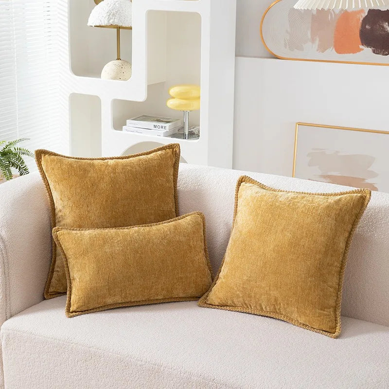 Axyaa Brown Chenille Cushion Cover 45x45 - High Quality Pillowcase for Home Decor