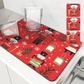 Axyaa Christmas Diatoms Non-slip Absorbent Coffee Bar Drying Mat