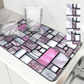 Axyaa Geometric Color Drain Pad: Absorbent & Anti-slip Square Mat for Bathroom and Kitchen