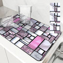 Axyaa Geometric Color Drain Pad: Absorbent & Anti-slip Square Mat for Bathroom and Kitchen
