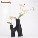 Axyaa Ceramic Black Flower Pot Vase Home Wedding Decor Ornament