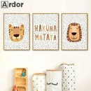 Boho Lion Tiger Rainbow Wall Art Print Canvas Picture for Axyaa Nursery Decor