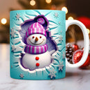 Axyaa 3D Snowman Ceramic Mug 11oz - Kids Birthday & Christmas Gift Cup