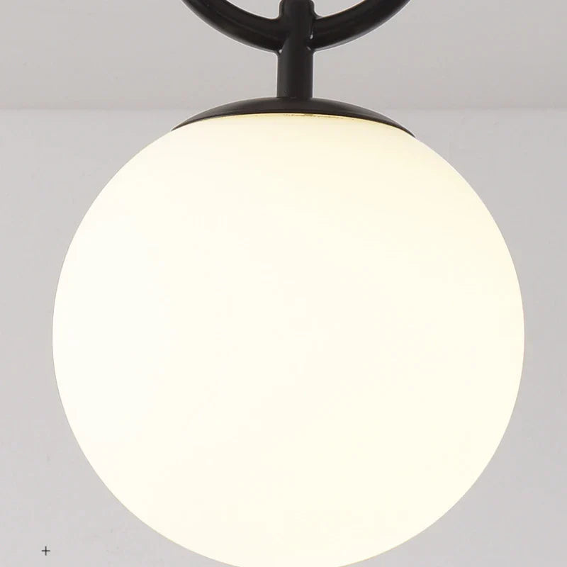 Axyaa Modern Glass Ceiling Lamp: Nordic Black Gold LED Lighting Fixtures for Bedroom & Hallway.